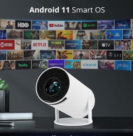 جهاز عرض صغير HY300 بدقة 4K، يعمل بنظام أندرويد 11.0، يدعم واي فاي 6، وبلوتوث 5.0، وسينما منزلية بدقة 1280 بكسل 